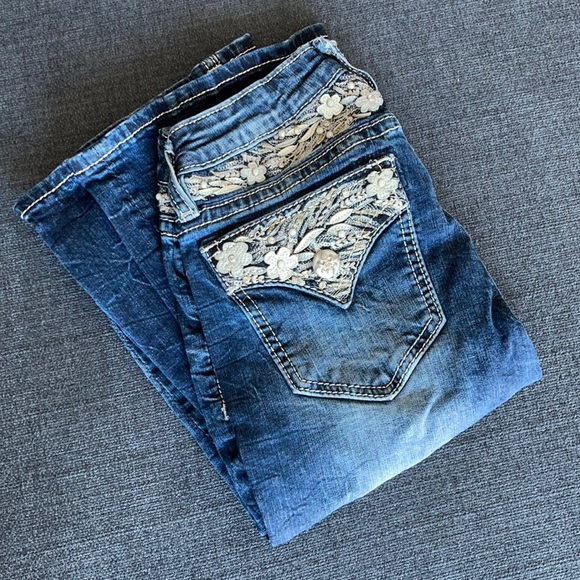 Miss Me Dark Blue Boot Cut Jeans - Picture 1 of 9